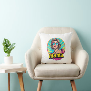 Personalised Retro Mama Pop Art (3) Cushion