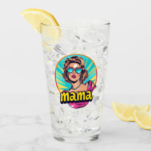 Personalised Retro Mama Pop Art (3) Glass