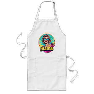 Personalised Retro Mama Pop Art (3) Long Apron