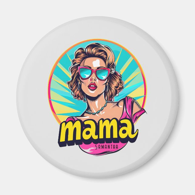 Personalised Retro  Mama Pop Art 3 Magnet (Front)
