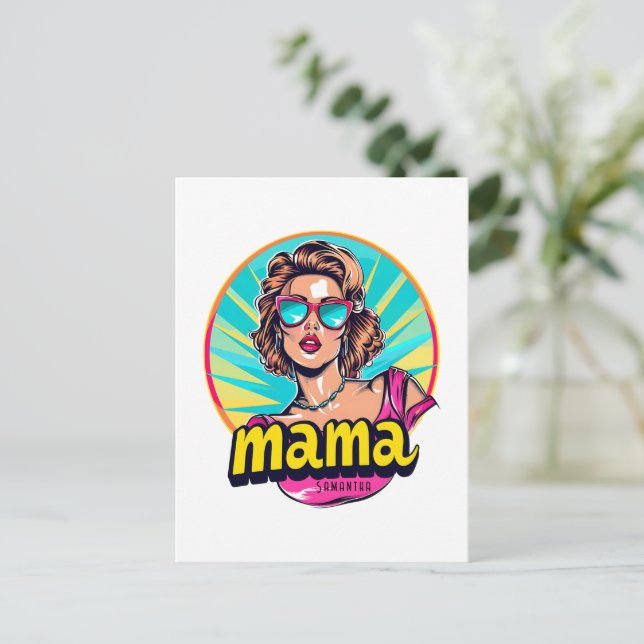 Personalised Retro  Mama Pop Art (3) Postcard (Standing Front)