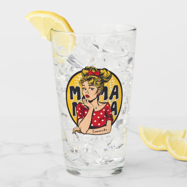 Personalised Retro  Mama Pop Art (4) Glass (Front Ice)