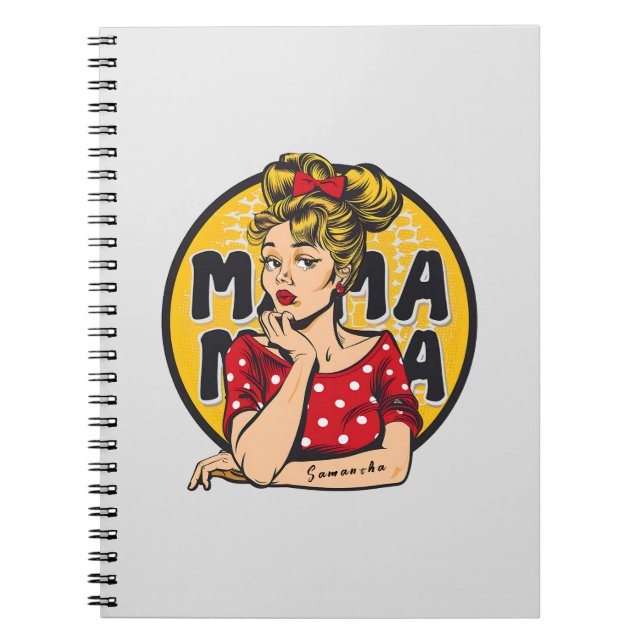 Personalised Retro  Mama Pop Art (4) Notebook (Front)