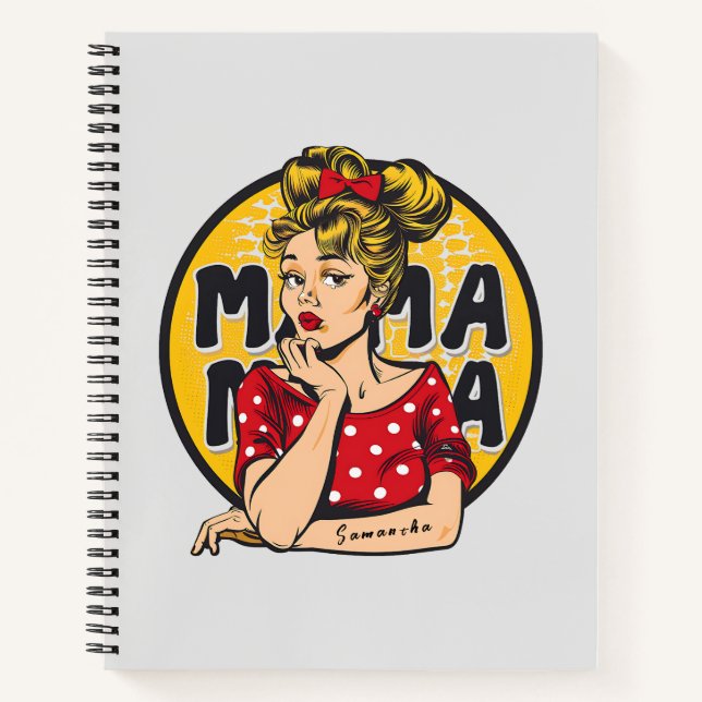 Personalised Retro  Mama Pop Art (4) Notebook (Front)