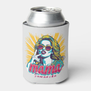 Personalised Retro Mama Pop Art (5) Can Cooler