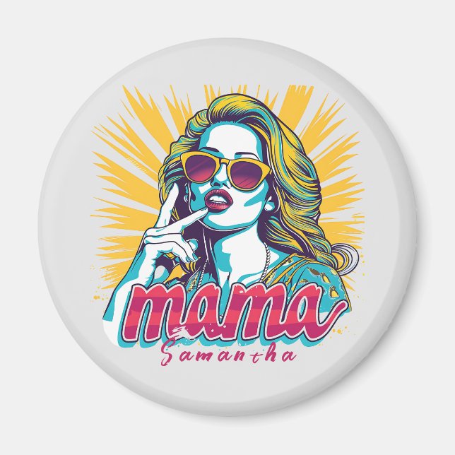 Personalised Retro  Mama Pop Art (5) Magnet (Front)