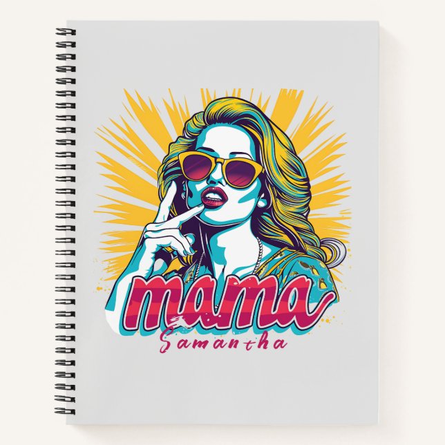 Personalised Retro  Mama Pop Art (5) Notebook (Front)