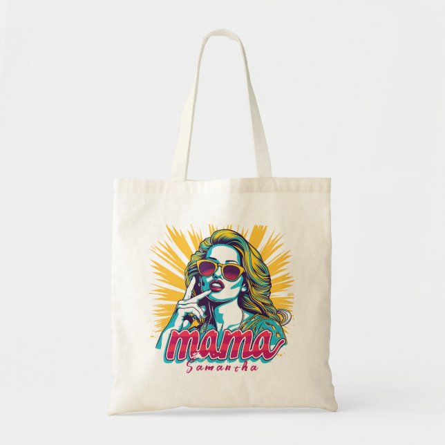 Personalised Retro  Mama Pop Art (5) Tote Bag (Front)