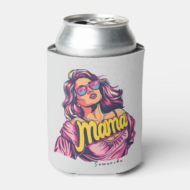 Personalised Retro  Mama Pop Art (6) Can Cooler (Can Front)