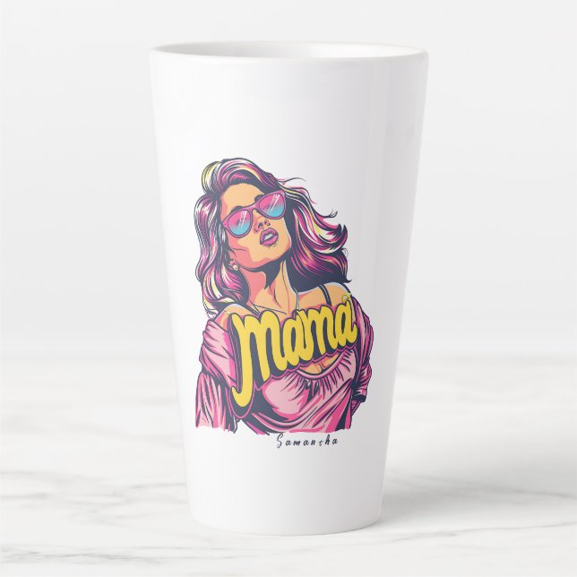 Personalised Retro  Mama Pop Art (6) Latte Mug (Front)