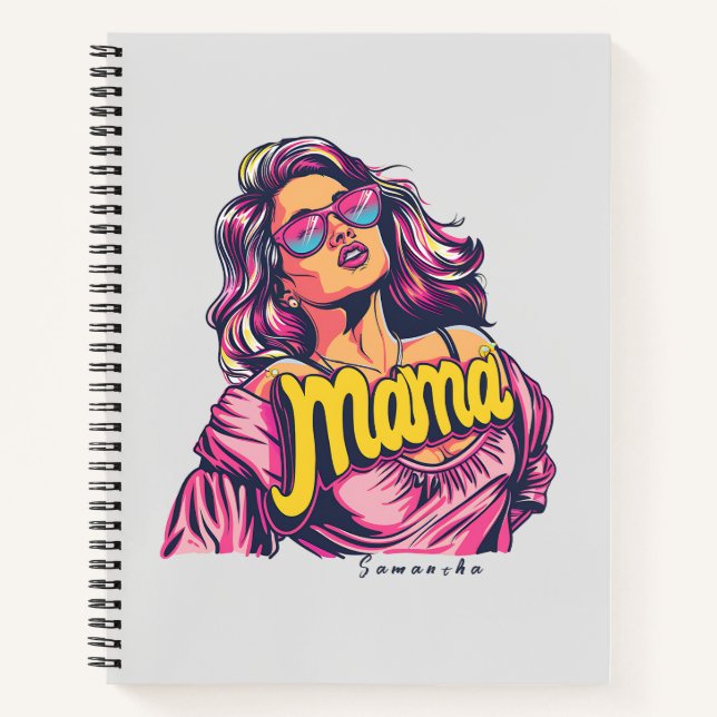 Personalised Retro  Mama Pop Art (6) Notebook (Front)