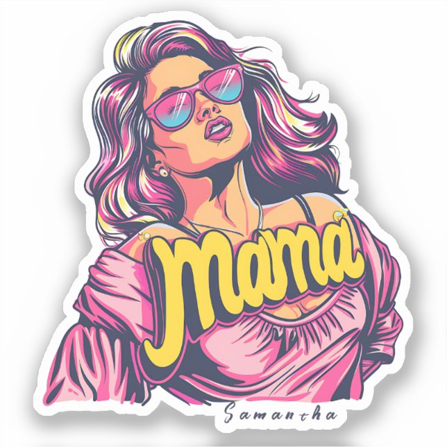 Personalised Retro  Mama Pop Art (6) Sticker (Front)