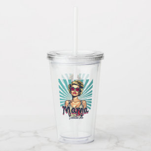 Personalised Retro Mama Pop Art (7) Acrylic Tumbler