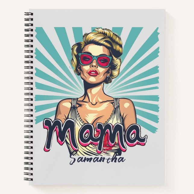 Personalised Retro  Mama Pop Art (7) Notebook (Front)