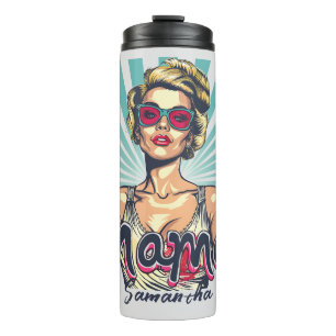 Personalised Retro Mama Pop Art (7) Thermal Tumbler