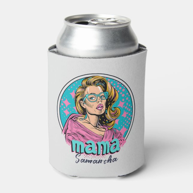 Personalised Retro  Mama Pop Art (8) Can Cooler (Can Front)