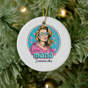 Personalised Retro Mama Pop Art (8) Ceramic Tree Decoration