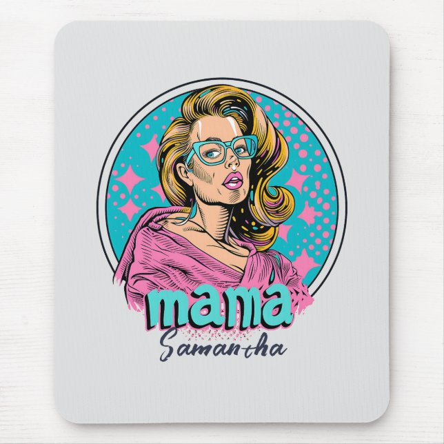 Personalised Retro  Mama Pop Art (8) Mouse Pad (Front)