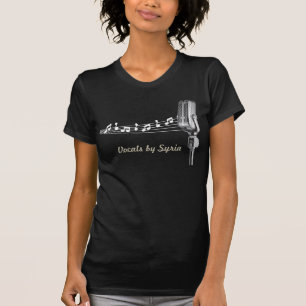 Personalised Retro Mic and Musical Notes T-Shirt