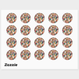 Personalised Retro Minimalist Colours Trees Classic Round Sticker
