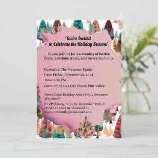 Personalised Retro Minimalist Colours Trees Invitation