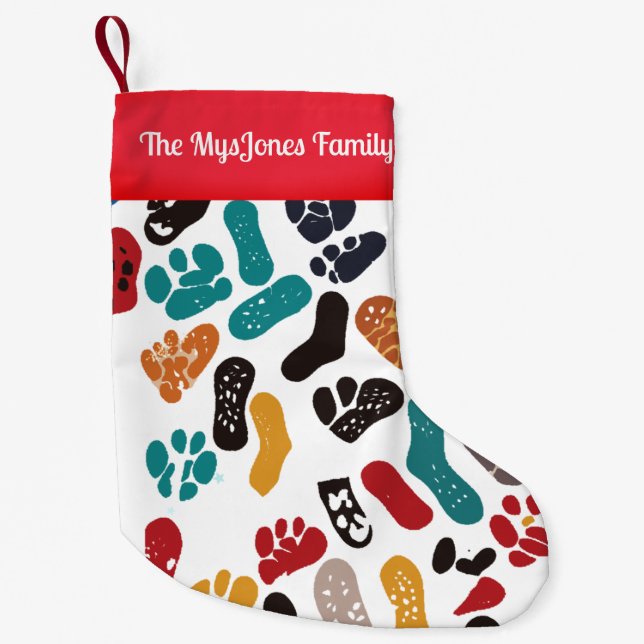 Personalised Retro Minimalist Sole Marks Small Christmas Stocking (Front)