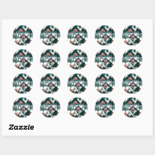 Personalised Retro Minimalist Trees and Shapes Classic Round Sticker