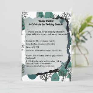 Personalised Retro Minimalist Trees and Shapes  Invitation