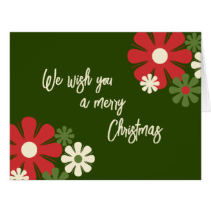 Personalised Retro Modern Floral Merry Christmas