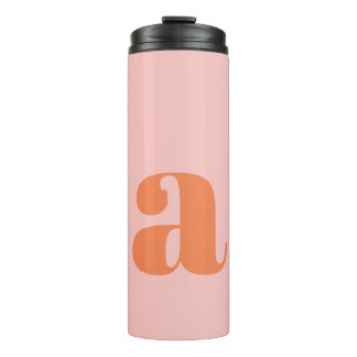 Personalised Retro Monogram Bridesmaid Pink Orange Thermal Tumbler
