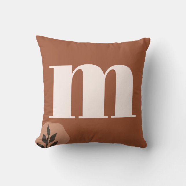 Personalised Retro Monogram with Terracotta Boho Cushion (Front)