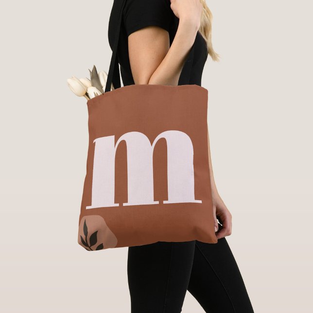 Personalised Retro Monogram with Terracotta Boho Tote Bag (Creator Uploaded)