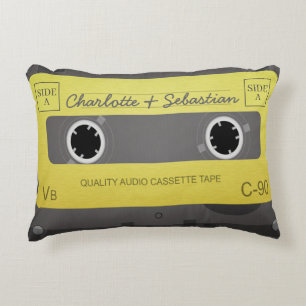 Personalised Retro Music Tape Add Text Novelty Decorative Cushion