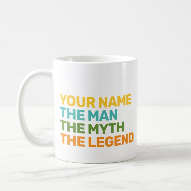 Personalised Retro Name The Man The Myth  Coffee Mug (Left)
