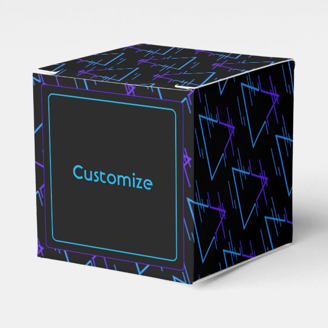 Personalised Retro Neon Geometric Pattern 2 Cube  Favour Box (Front Side)