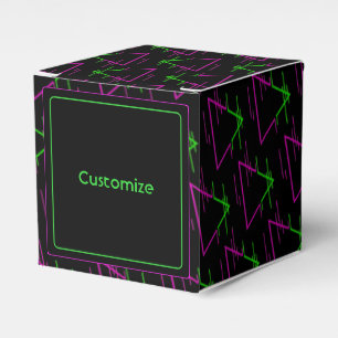 Personalised Retro Neon Geometric Pattern Cube Favour Box