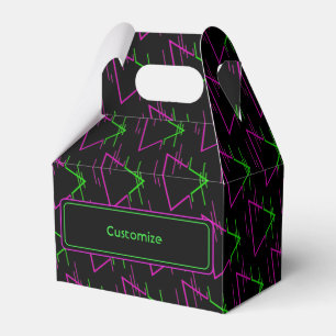 Personalised Retro Neon Geometric Pattern Gable Favour Box