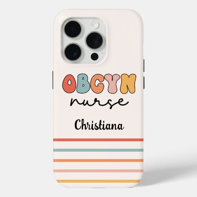 Personalised Retro OBGYN Nurse Case-Mate iPhone Case (Back)