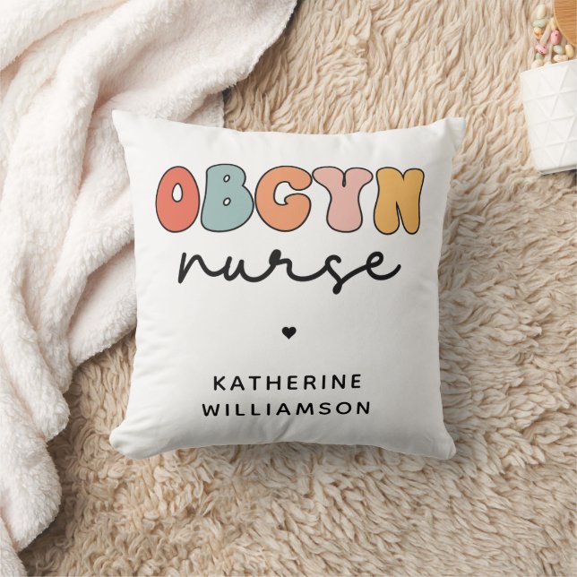 Personalised Retro OBGYN Nurse Cushion (Blanket)