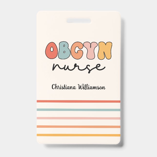Personalised Retro OBGYN Nurse ID Badge (Front)