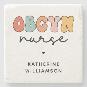 Personalised Retro OBGYN Nurse Stone Coaster