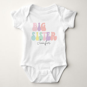 Personalised Retro Pastel Big Sister Custom Baby Bodysuit