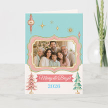 Personalised Retro Pastel Christmas Family Photo