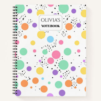 Personalised Retro Pastel Dot Spiral Notebook