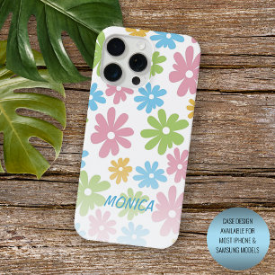 Personalised Retro Pastel Floral Art Pattern iPhone 15 Pro Max Case