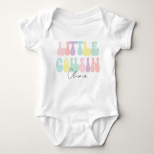 Personalised Retro Pastel Little Cousin   Custom  Baby Bodysuit
