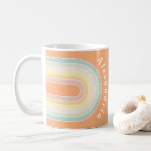 Personalised Retro Pastel Rainbow Coffee Mug