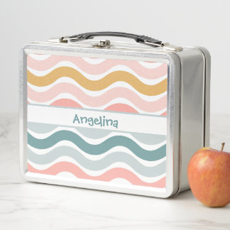 Personalised Retro Pastel Wave Lunch Box