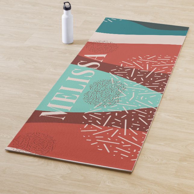 Personalised Retro Pattern Monogram Name Mum  Yoga Mat (In Situ)