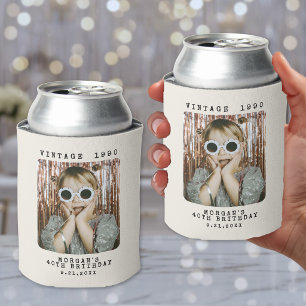 Personalised Retro Photo Birthday Party Can Cooler